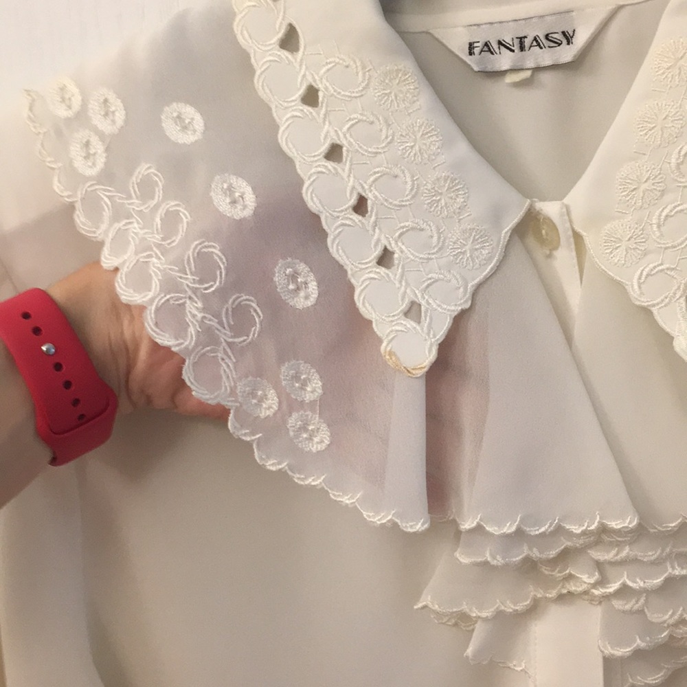 White Lace Button Down Top - Picture 7 of 11